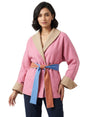 Image for Women's Color Blocked Knitted Jacket,Pink