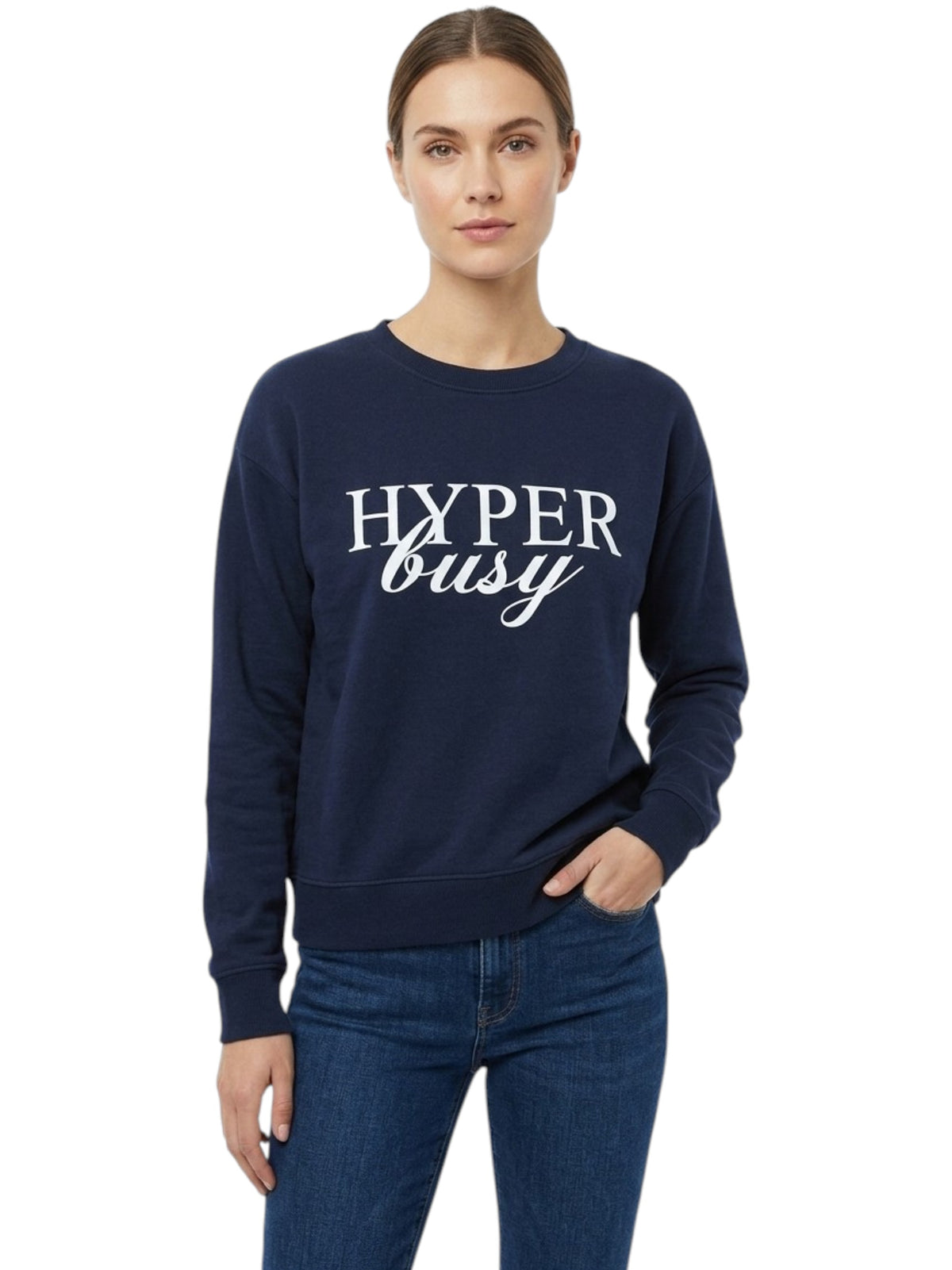 Image for Women's Printed Sweater,Navy