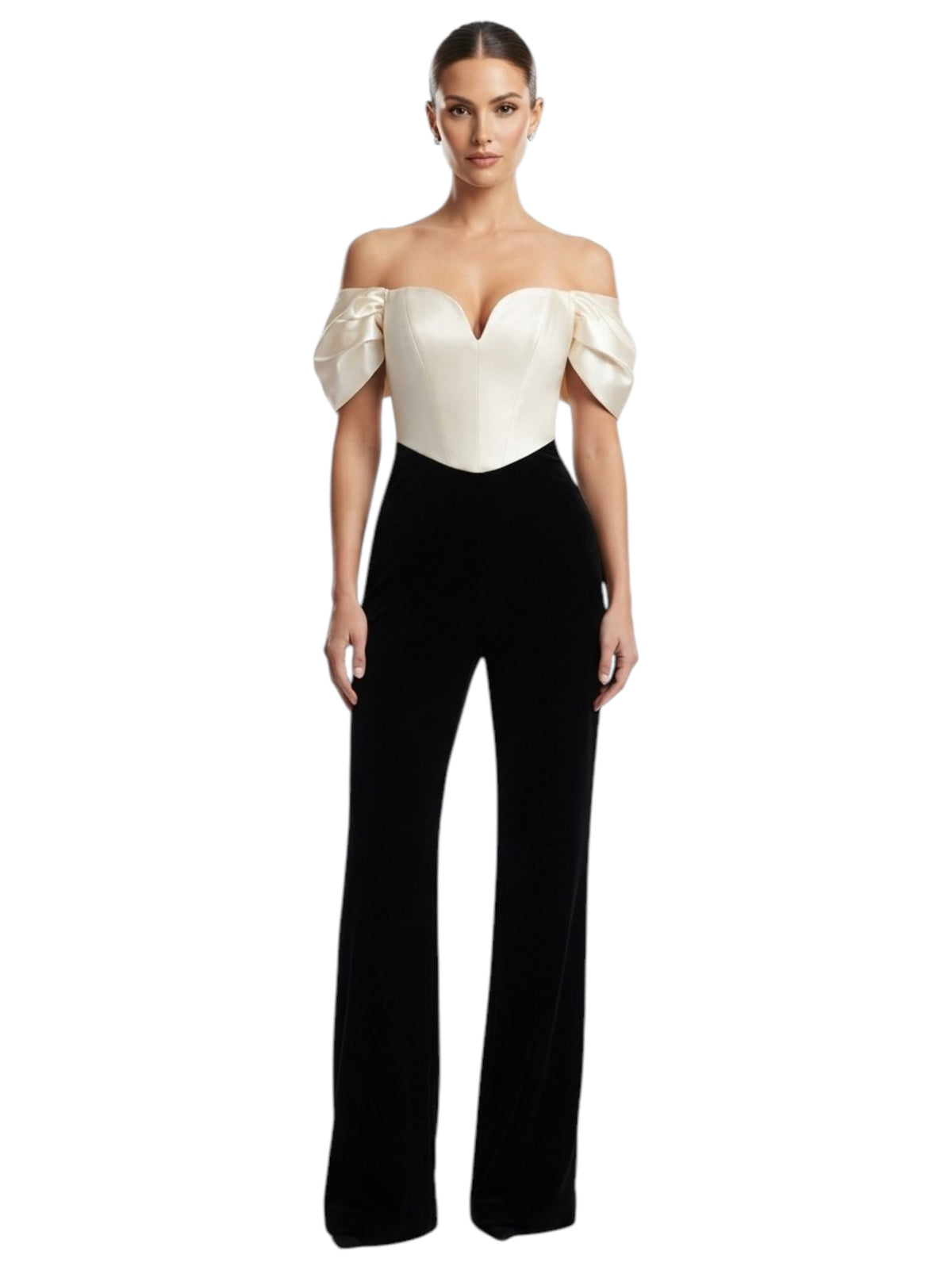 Image for Women's Color Blocked Jumpsuit,Black/Beige