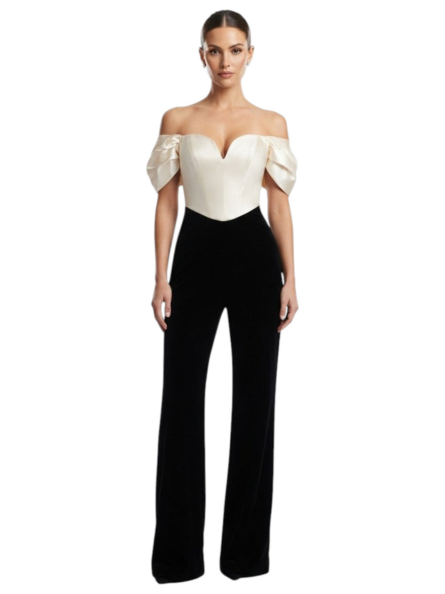 Image for Women's Color Blocked Jumpsuit,Black/Beige