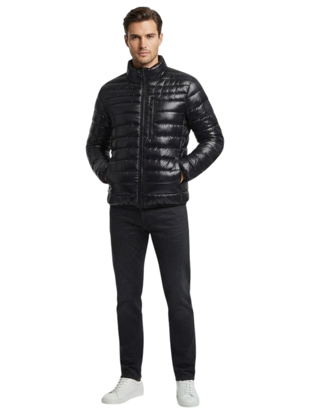 Image for Men's Ribbed Leather Jacket,Black