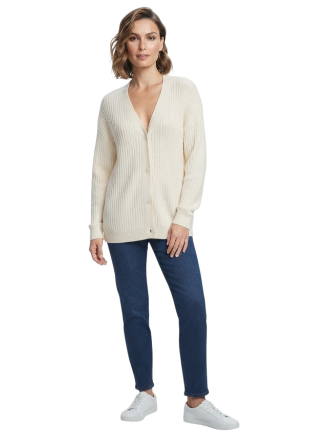 Image for Women's Ribbed Knitted Cardigan,Light Beige