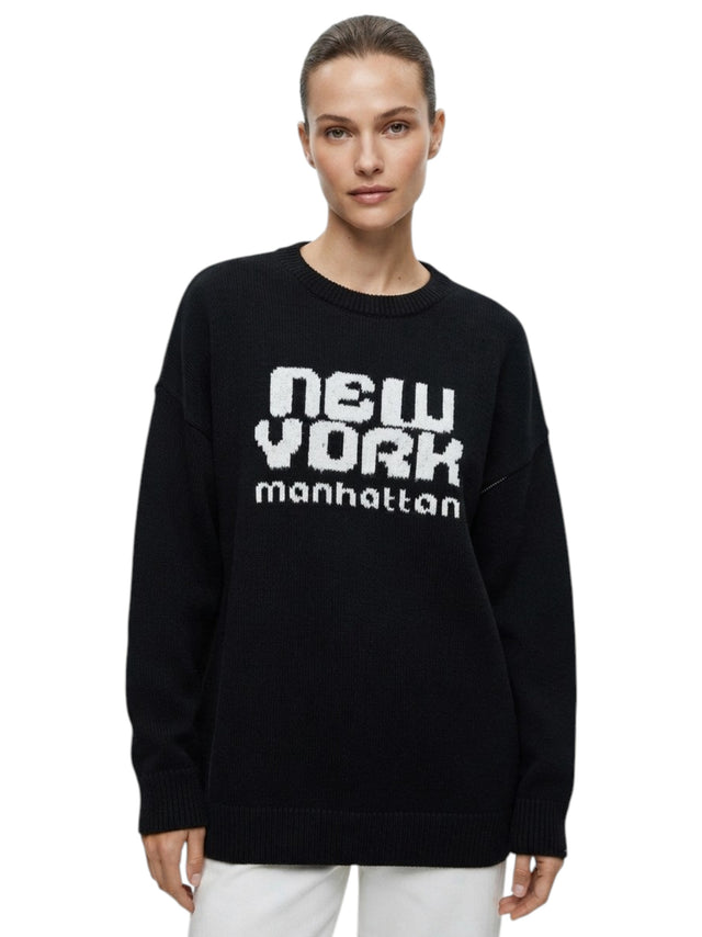 Image for Women's Printed Knitted Sweater,Black