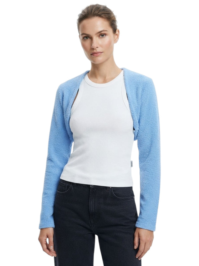 Image for Women's Plain Faux Fur Cardigan,Blue