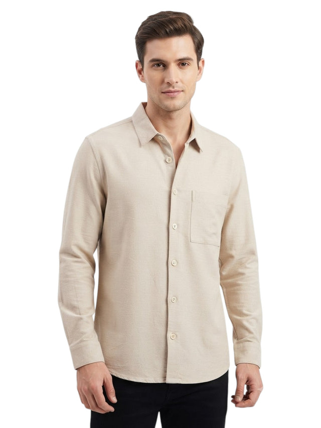 Image for Men's Plain Dress Shirt,Beige