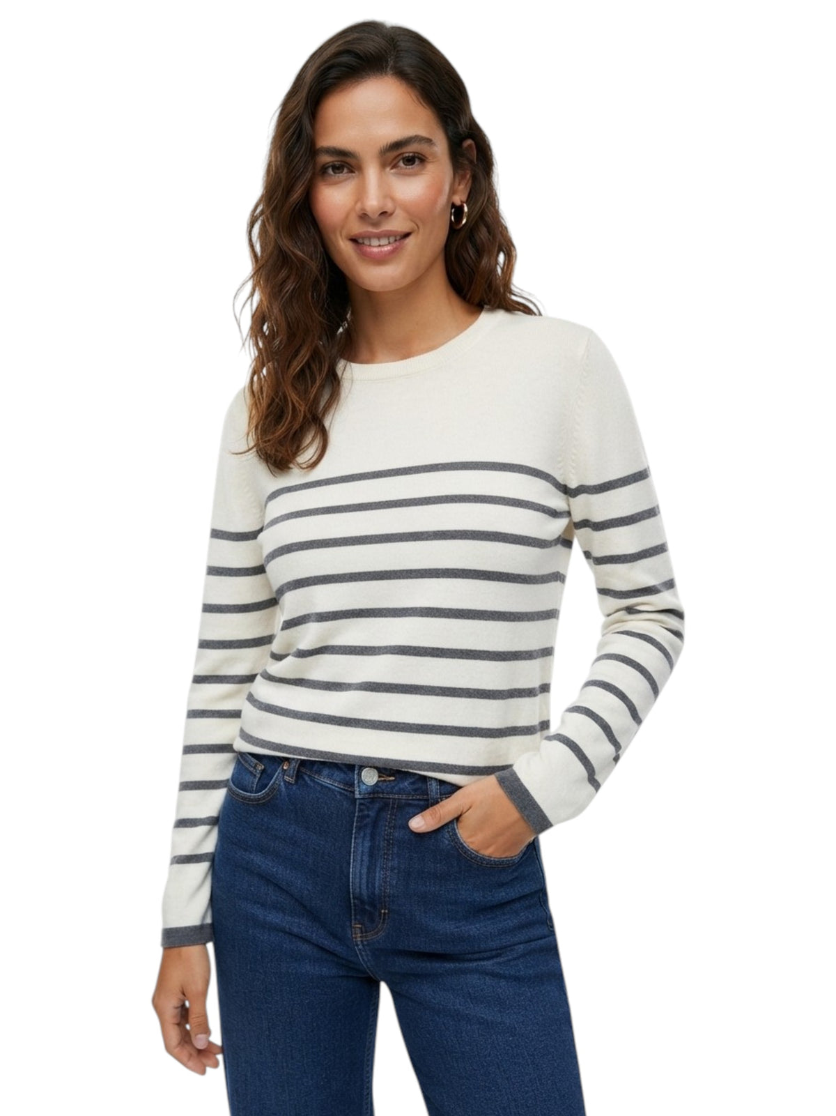 Image for Women's Striped Sweater,White