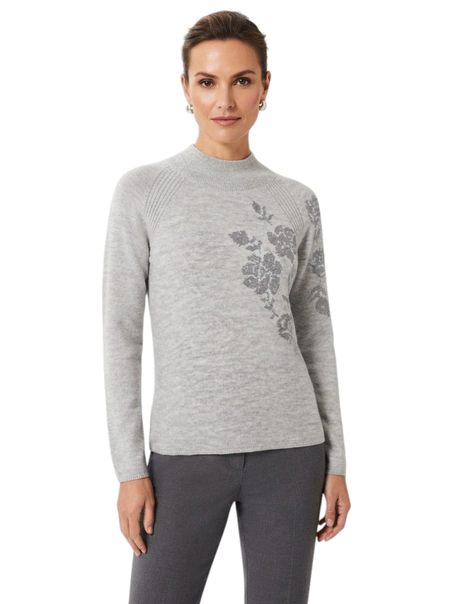Image for Women's Embroidered Sweater,Grey