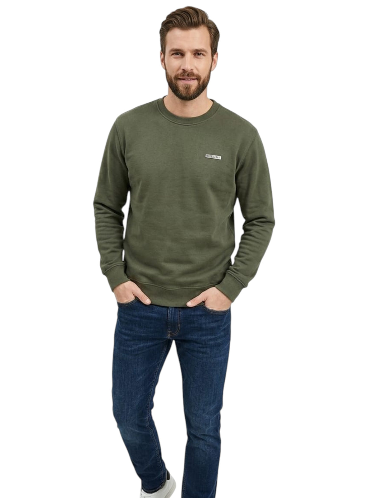 Image for Men's Plain Sweater,Olive
