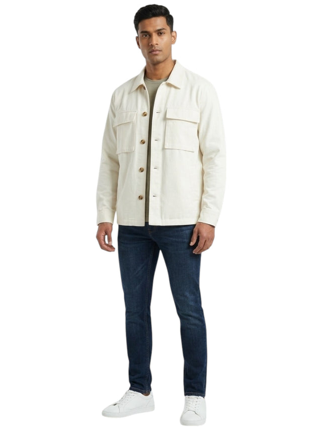 Image for Men's Plain Denim Dress Shirt,White