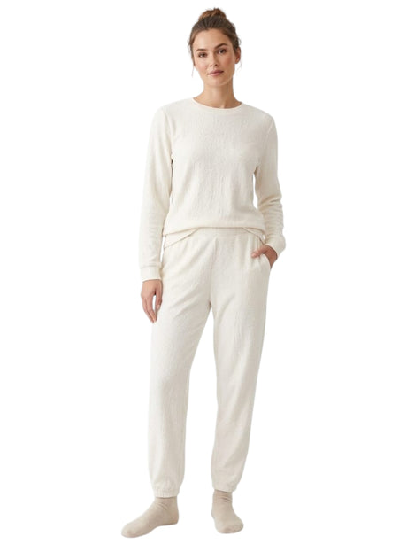 Image for Women's Plain Faux Fur Sleepwear Pants,Light Beige