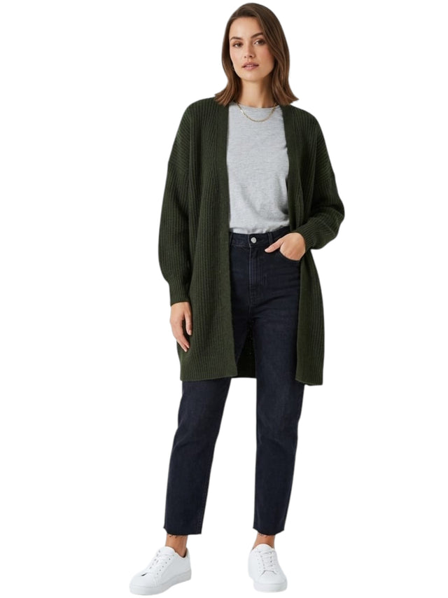 Image for Women's Textured Knitted Cardigan,Olive