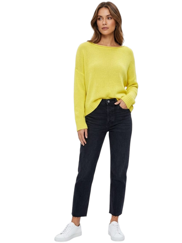 Image for Women's Plain Open Knitted Sweater,Yellow