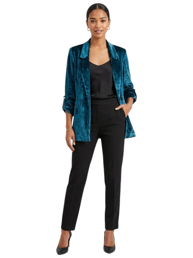 Image for Women's Plain Velvet Blazer,Dusty Green