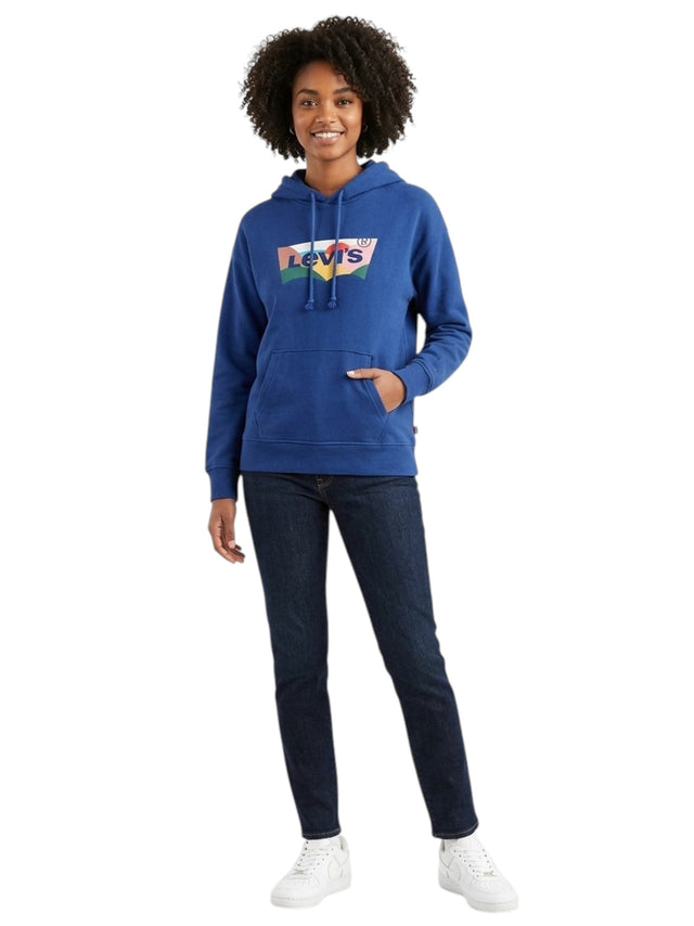 Image for Women's Brand Logo Printed Hoodie,Blue