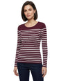 Image for Women's Striped Top,Burgandy