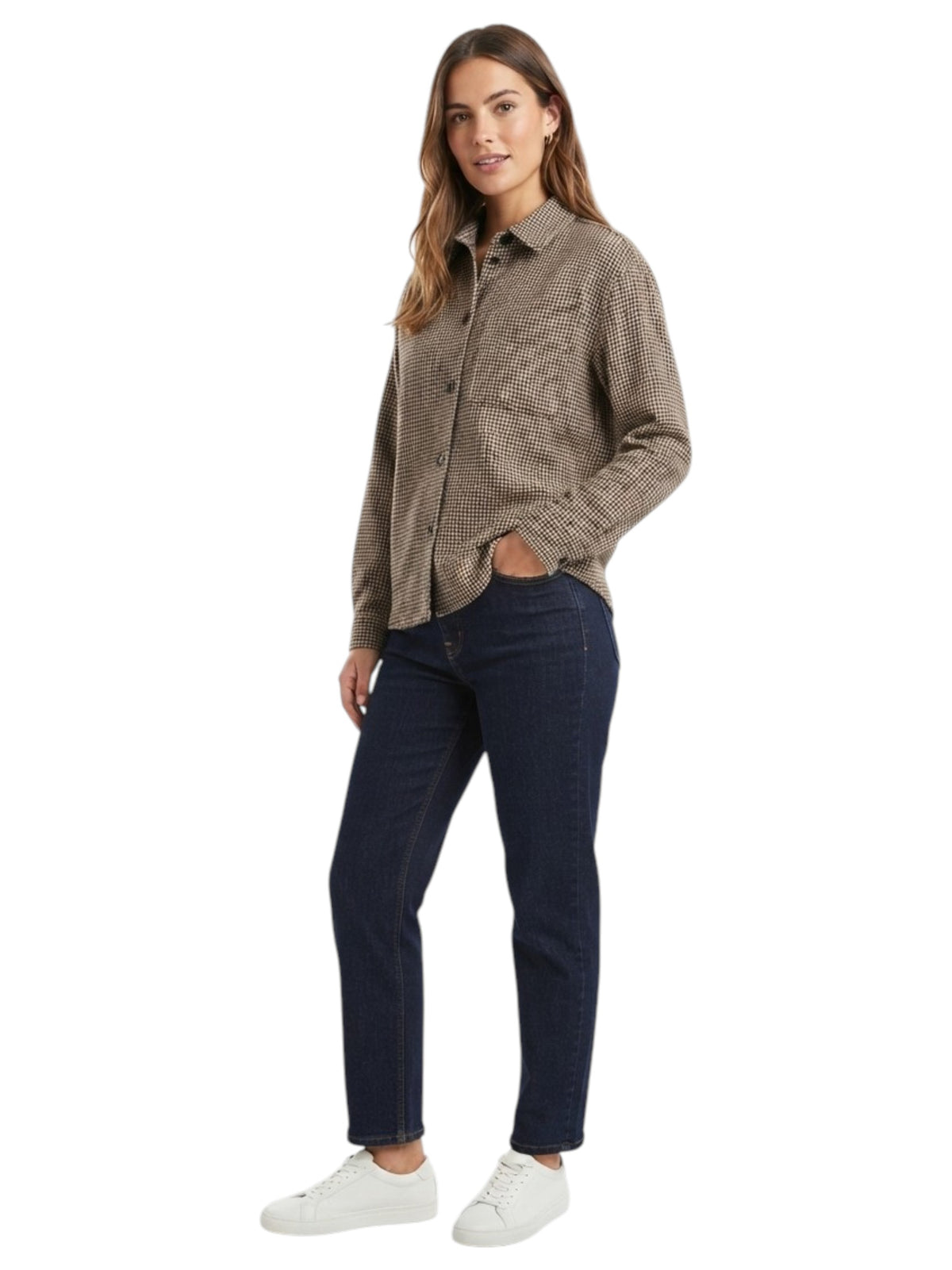 Image for Women's Printed Dress Shirt,Brown
