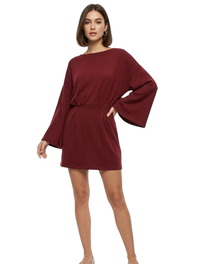 Image for Women's Plain Dress,Burgandy