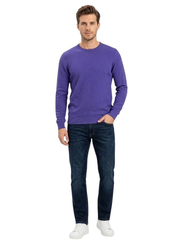 Image for Men's Textured Knitted Sweater,Mauve