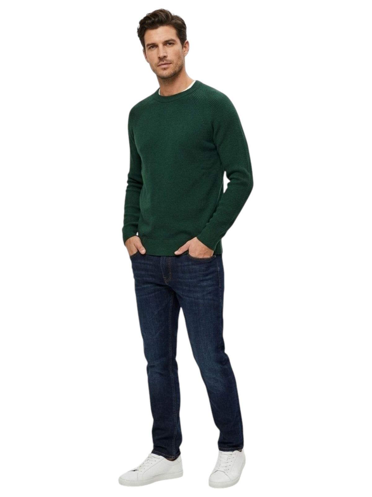Image for Men's Textured Knitted Sweater,Olive