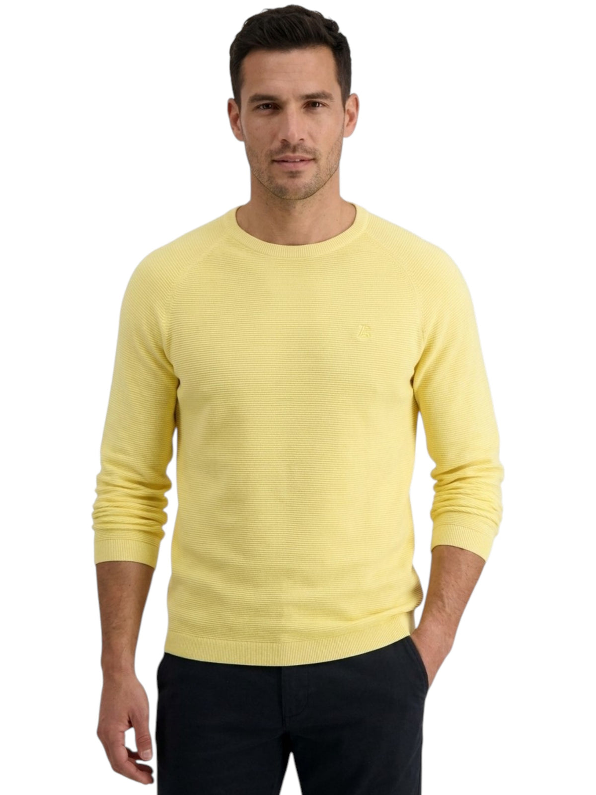 Image for Men's Textured Knitted Sweater,Yellow
