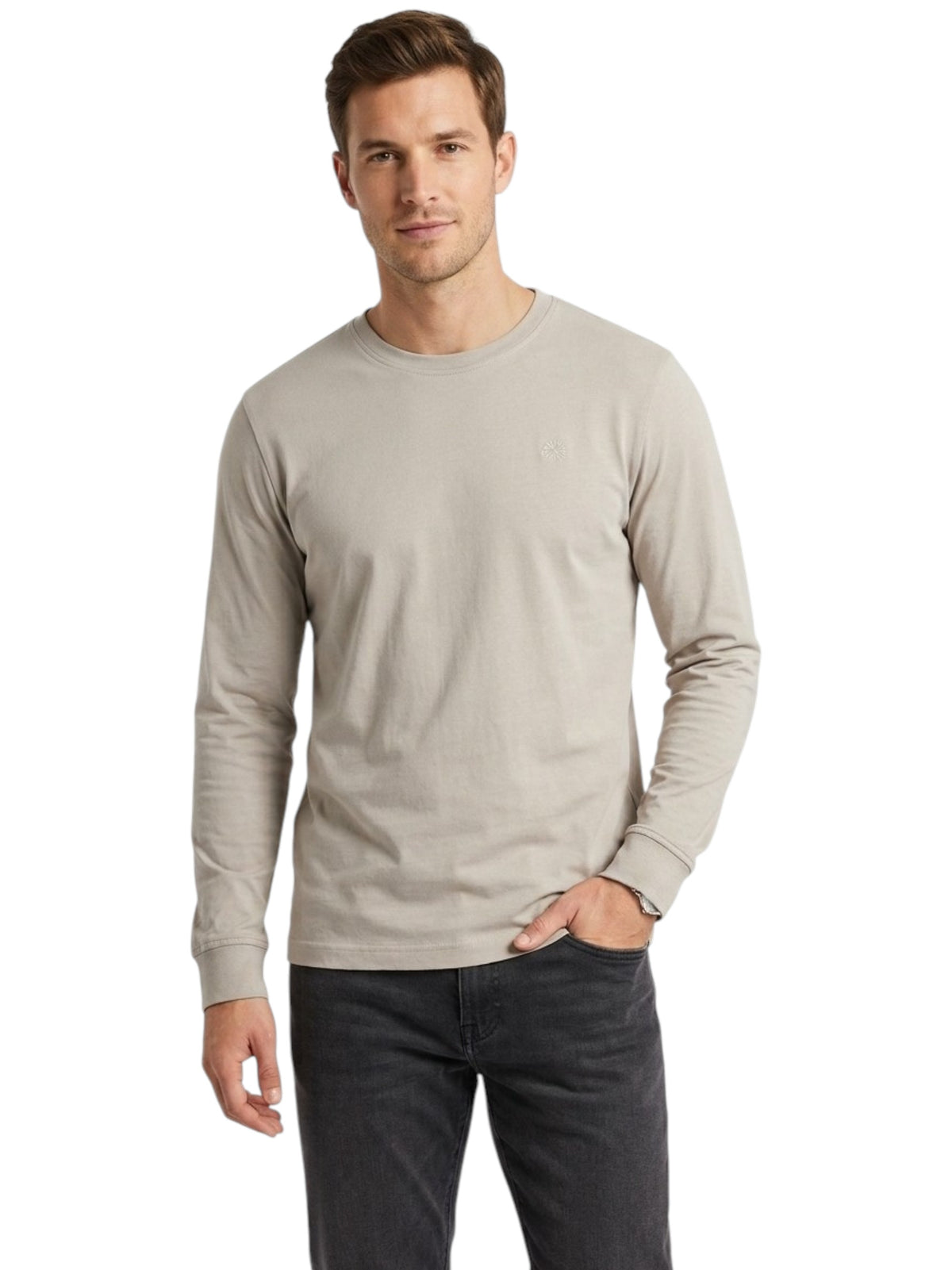 Image for Men's Plain Solid Sweater,Beige