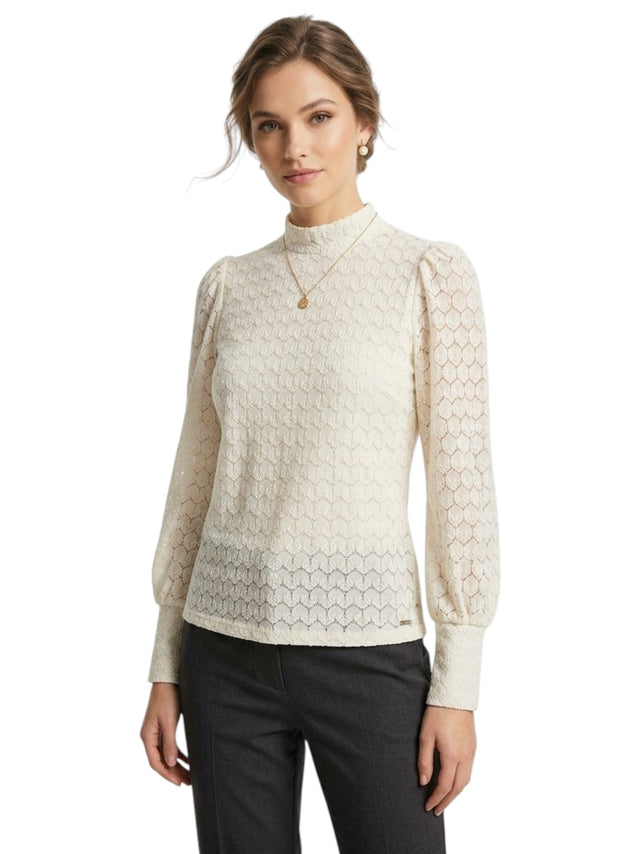 Image for Women's Textured Lace Top,White