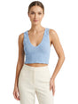Image for Women's textured Crop Top,Dusty Blue