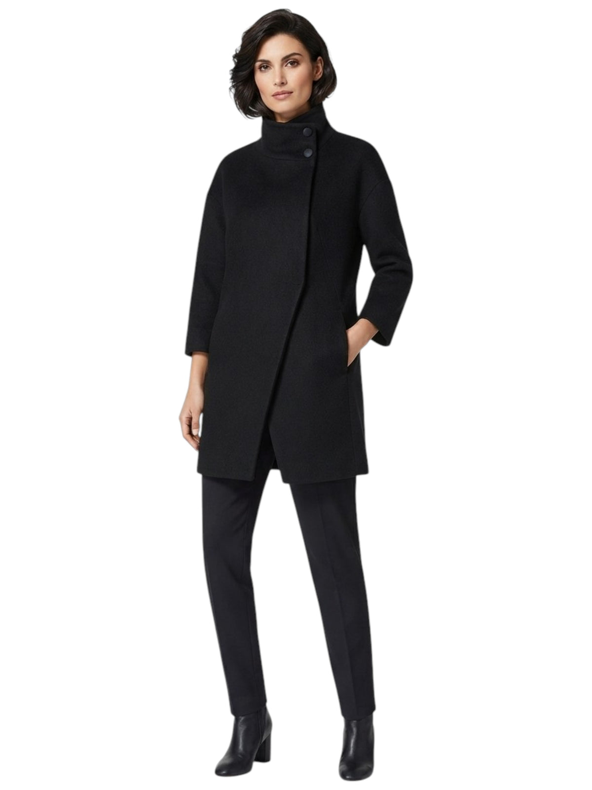 Image for Women's Plain Solid Coat,Black