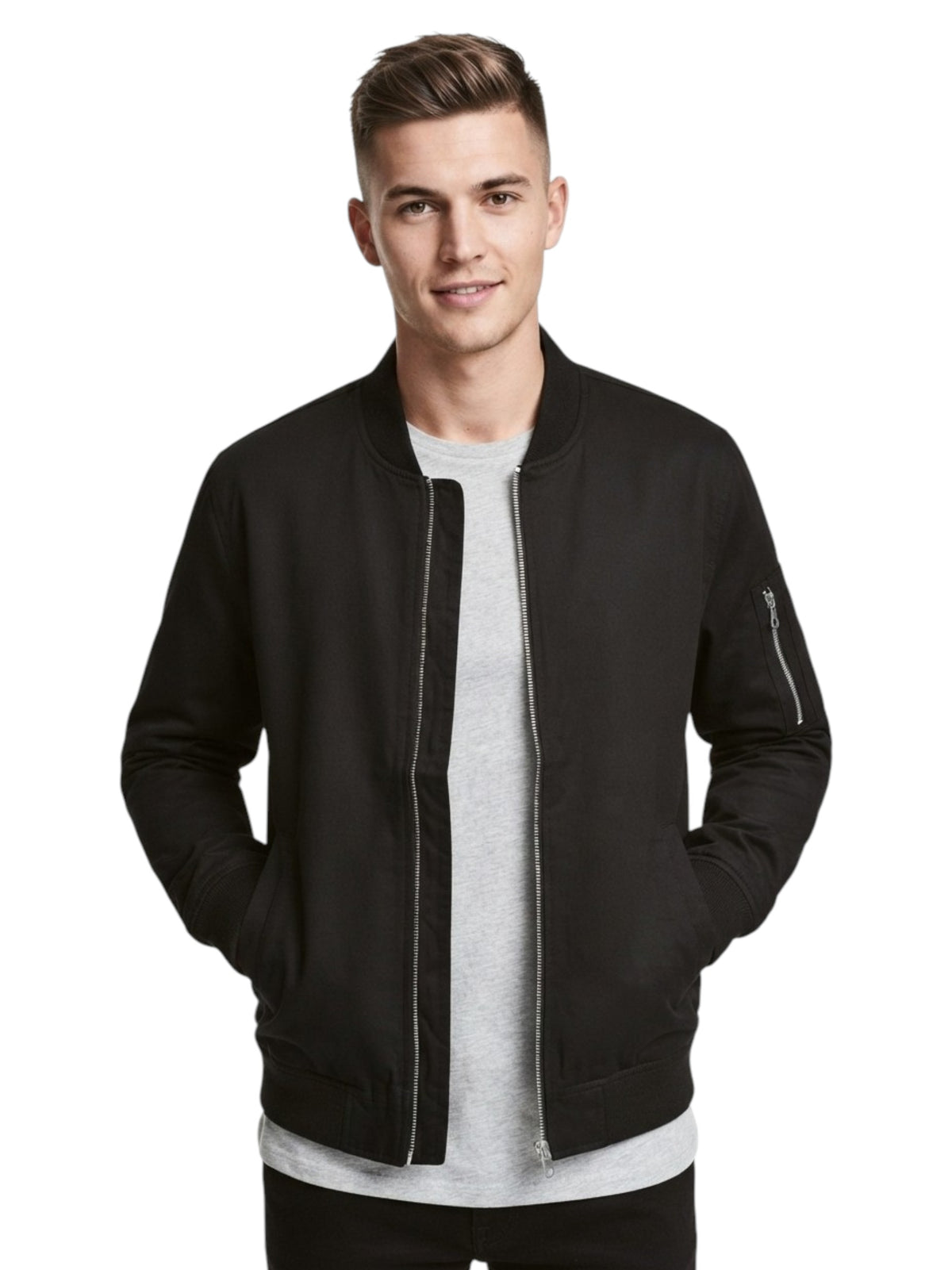 Image for Men's Plain Solid Jacket,Black