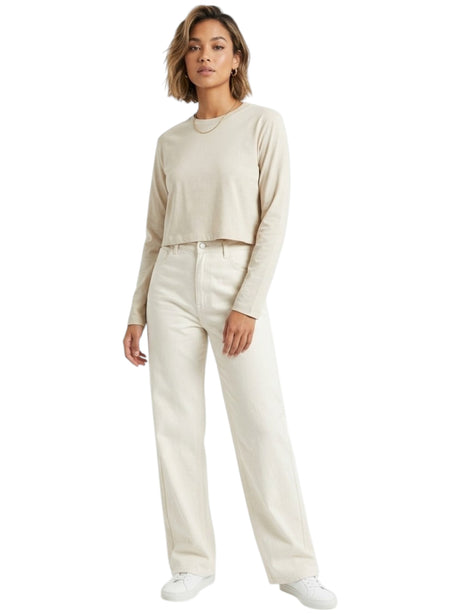 Image for Women's Plain Solid Crop Top,Beige