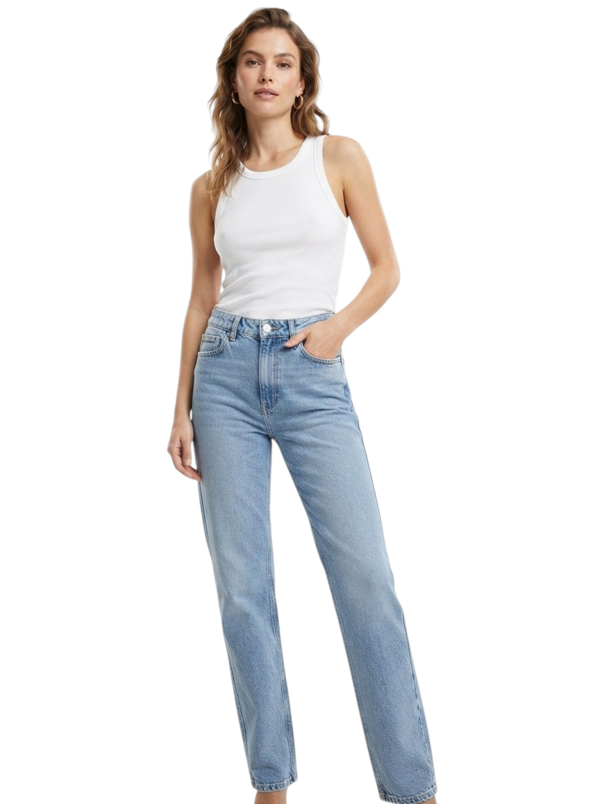 Image for Women's Plain Solid Jeans,Light Blue