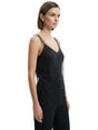 Image for Women's Embellished With Sparkling Crystal Mesh Tank Top,Black