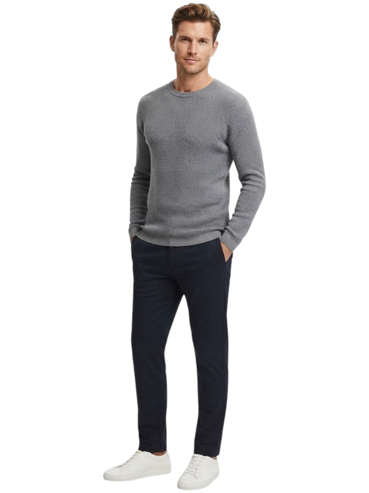 Image for Men's Textured Sweaters,Grey