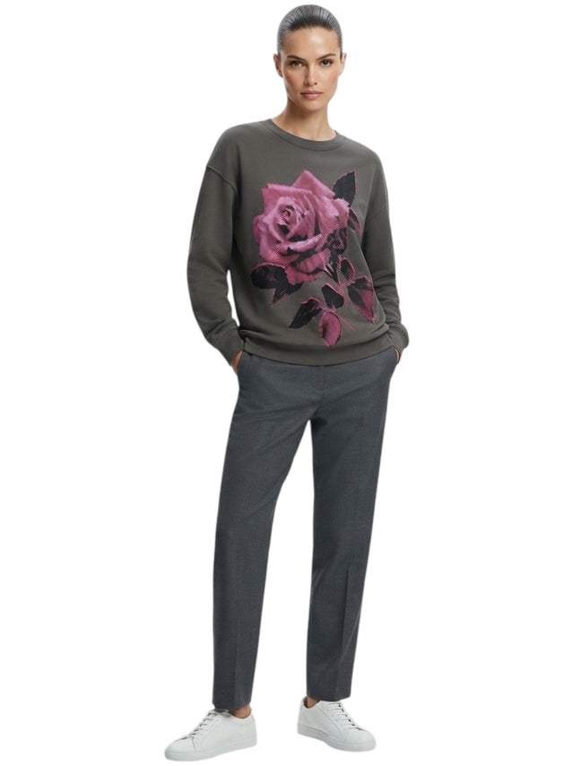 Image for Women's Floral Printed Sweaters,Dark Grey