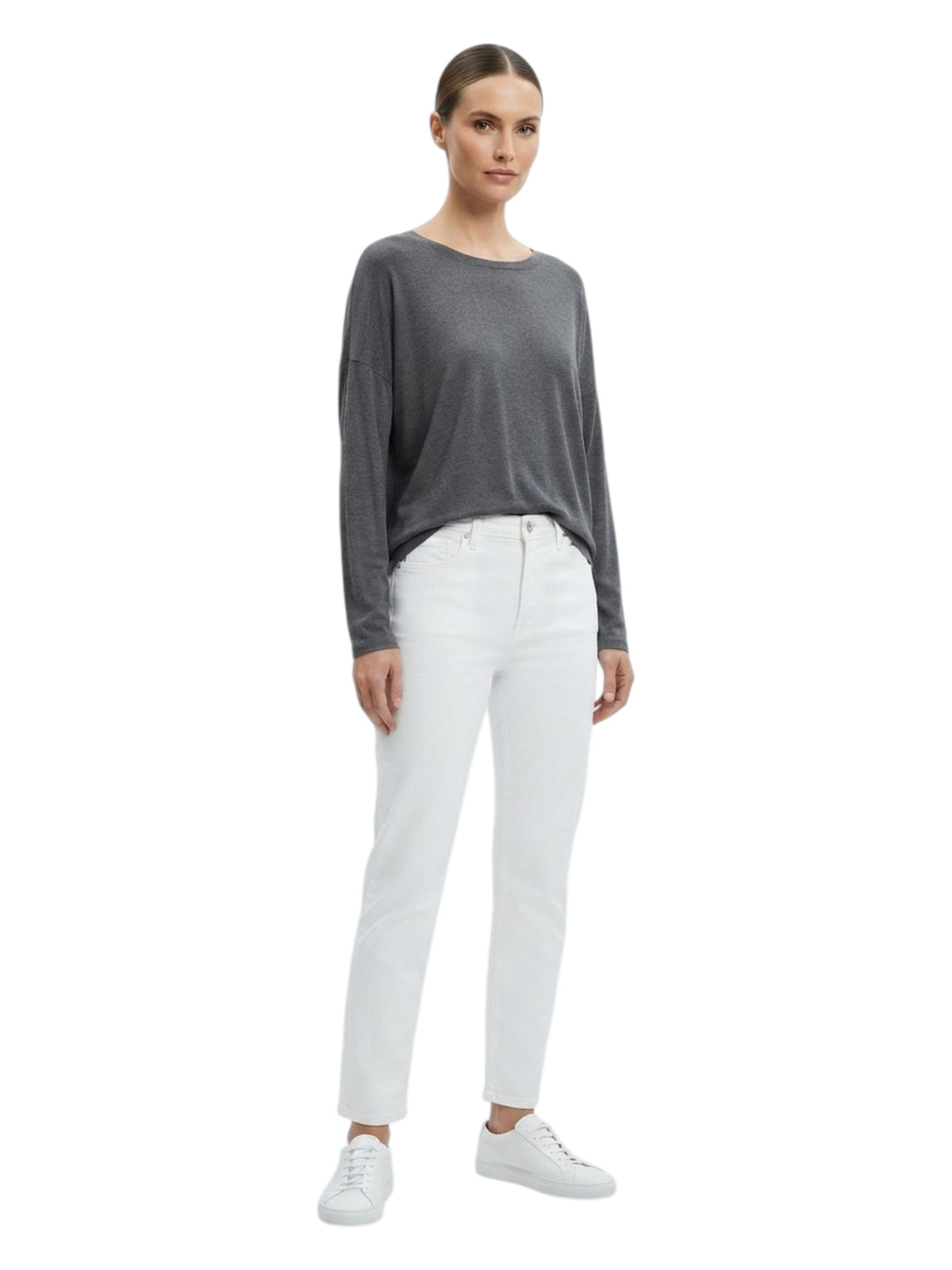Image for Women's Plain Solid Top,Grey