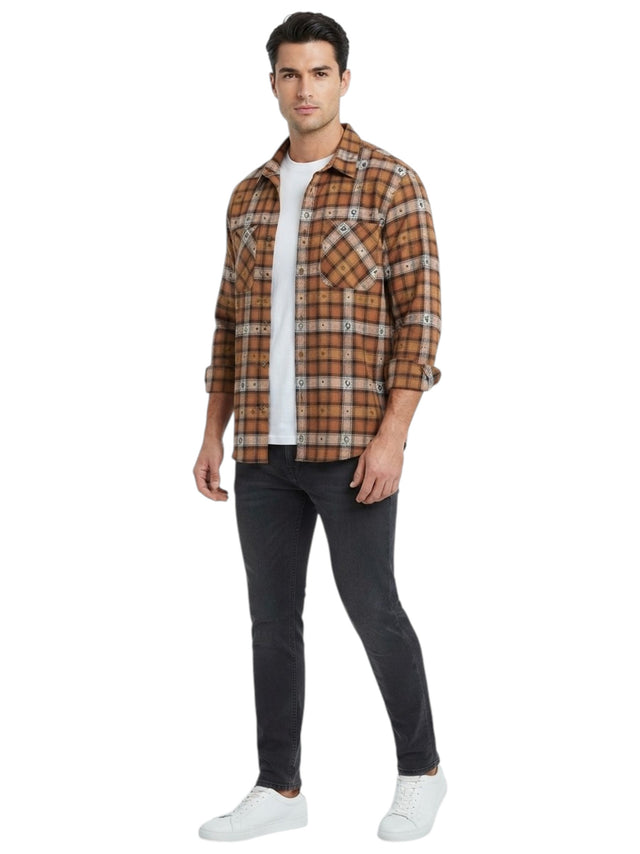 Image for Men's Printed Dress Shirt,Brown