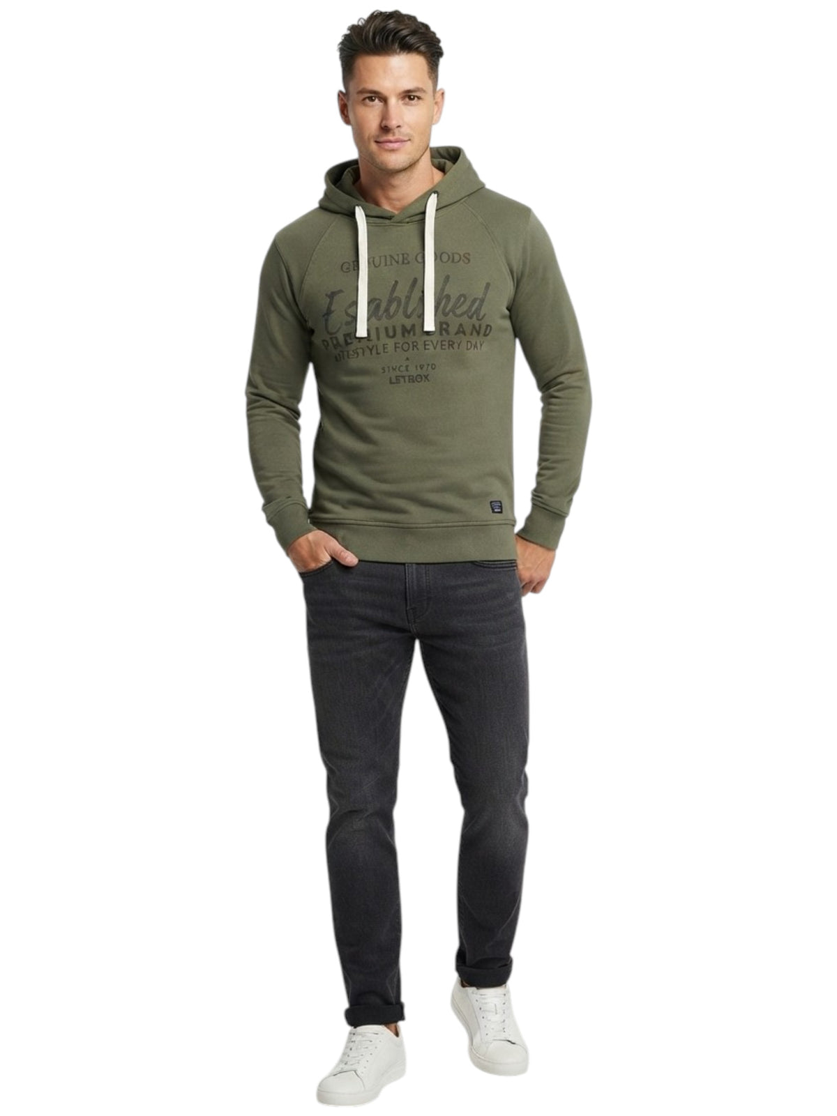 Image for Men's Printed Hoodie,Olive