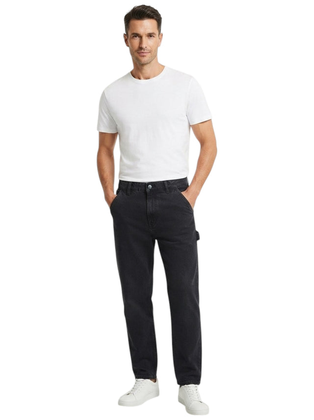 Image for Men's Plain Denim Jeans Pants,Black