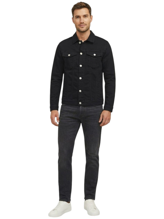 Image for Men's Plain Denim Jacket,Black