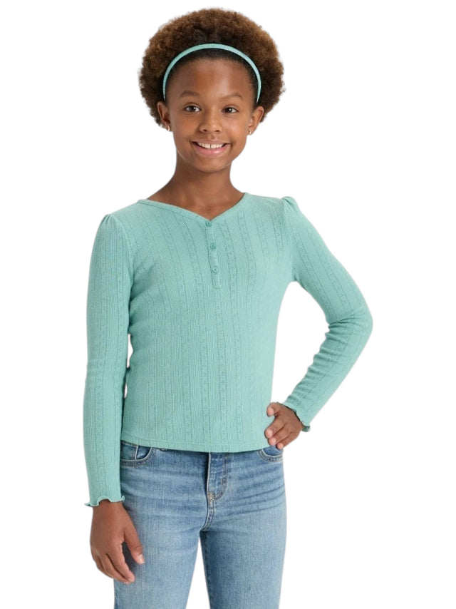Image for Kids Girl's Ribbed Knitted Top,Mint Green
