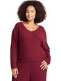 Image for Women's Ribbed Knit Sleepwear Top,Burgundy