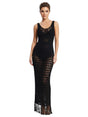 Image for Women's Textured Openwork Crochet Dress,Black