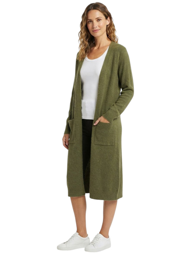 Image for Women's Plain Knitted Cardigan,Olive