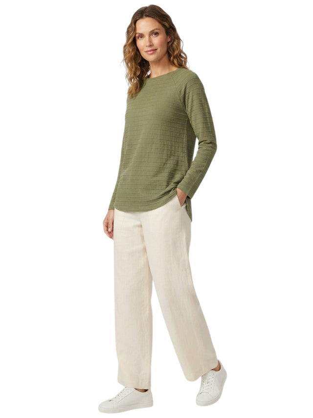 Image for Women's Ribbed Knit Top,Olive Green