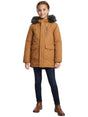 Image for Kids Girl Plain Jacket with Fur Hood,Light Brown