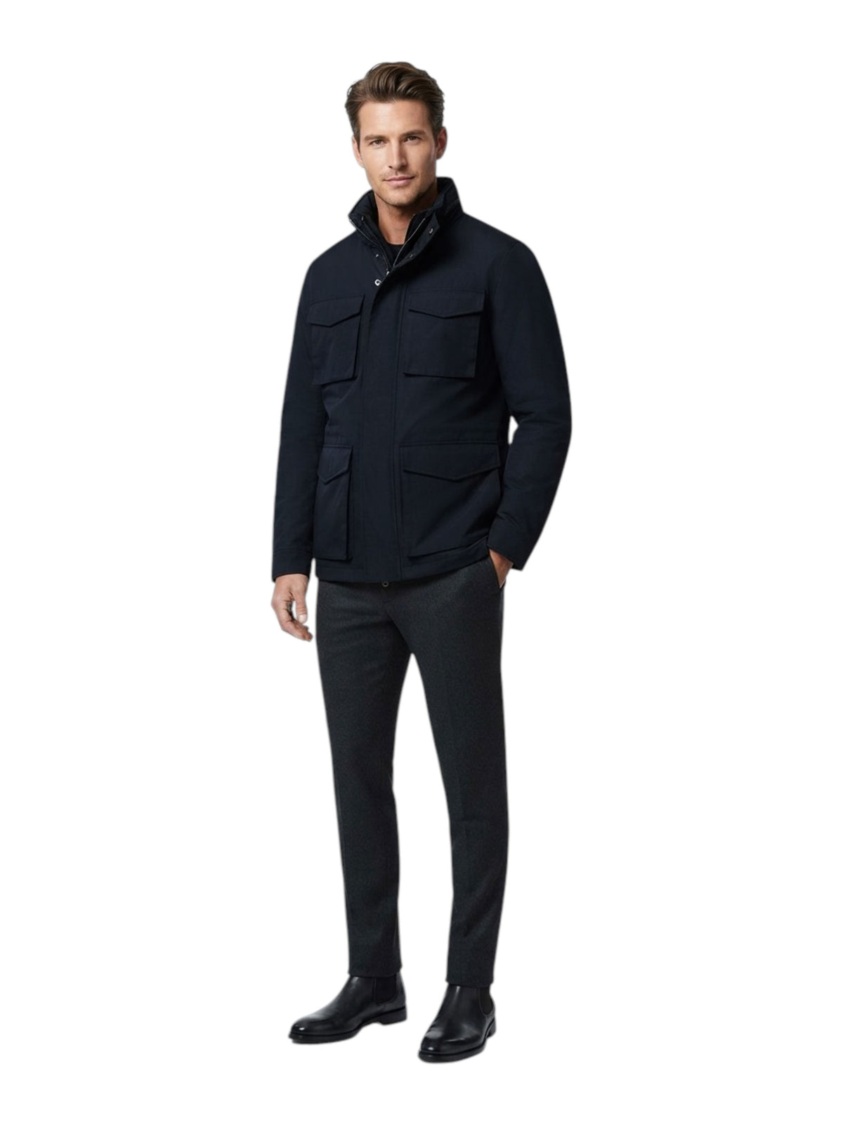 Image for Men's Plain Trench Coat,Black