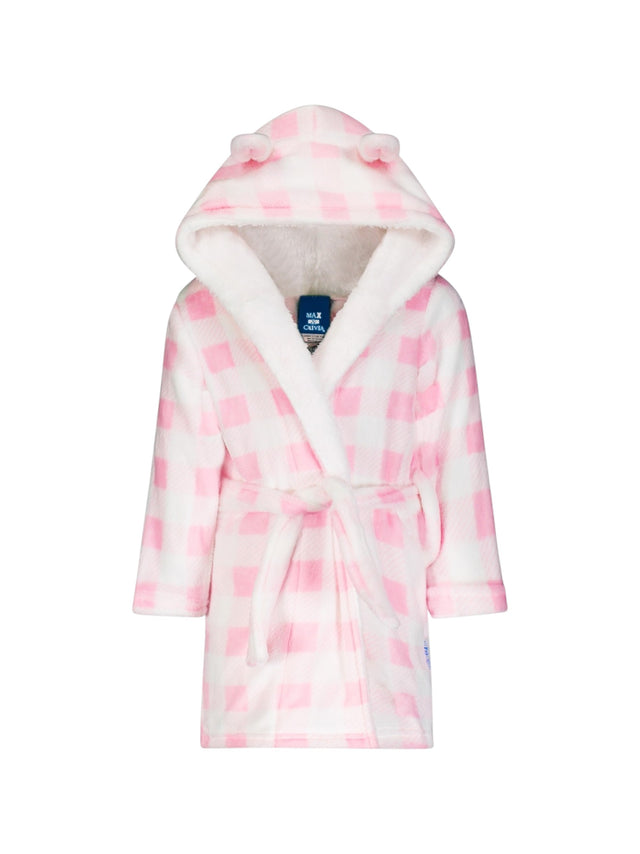Image for Kids Girls Plaid Knitted Sleepwear Robe With Belt,Pink