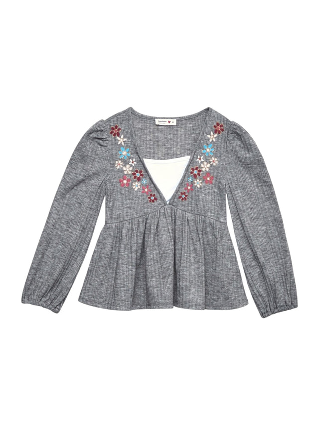 Image for Kids Girl's  Embriodered Knitted Top,Grey