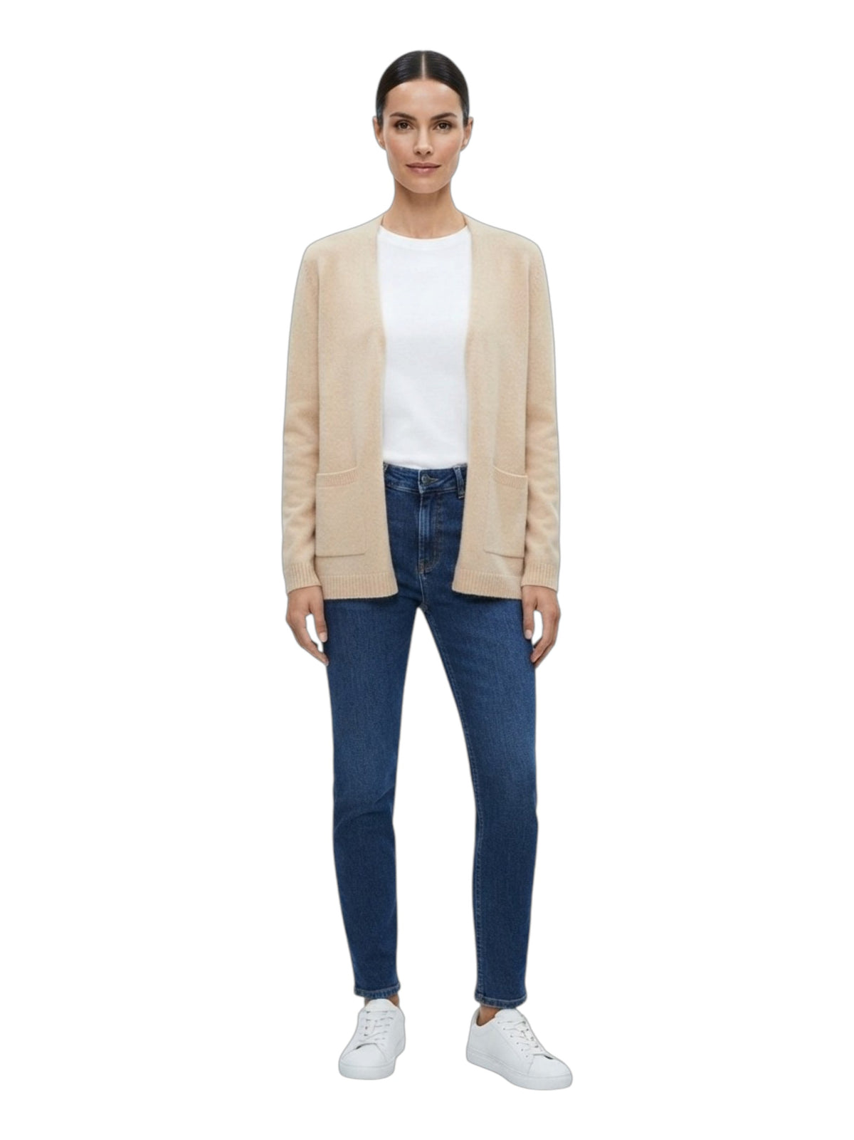 Image for Women's Textured Knitted Cardigan,Beige