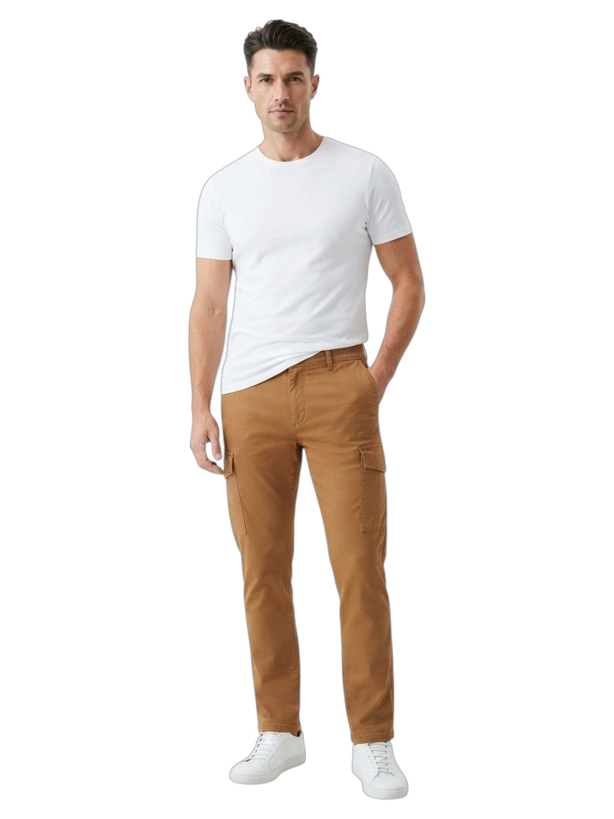 Image for Men's Plain Cargo Pants,Camel